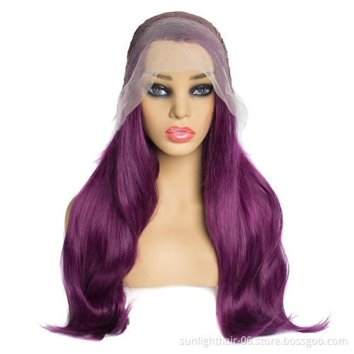 SUNLIGHT HAIR Straight Synthetic Wigs For Woman 24 Inch Long Heat Resistant Hair Wig Black Ombre Purple 2T3700# Color